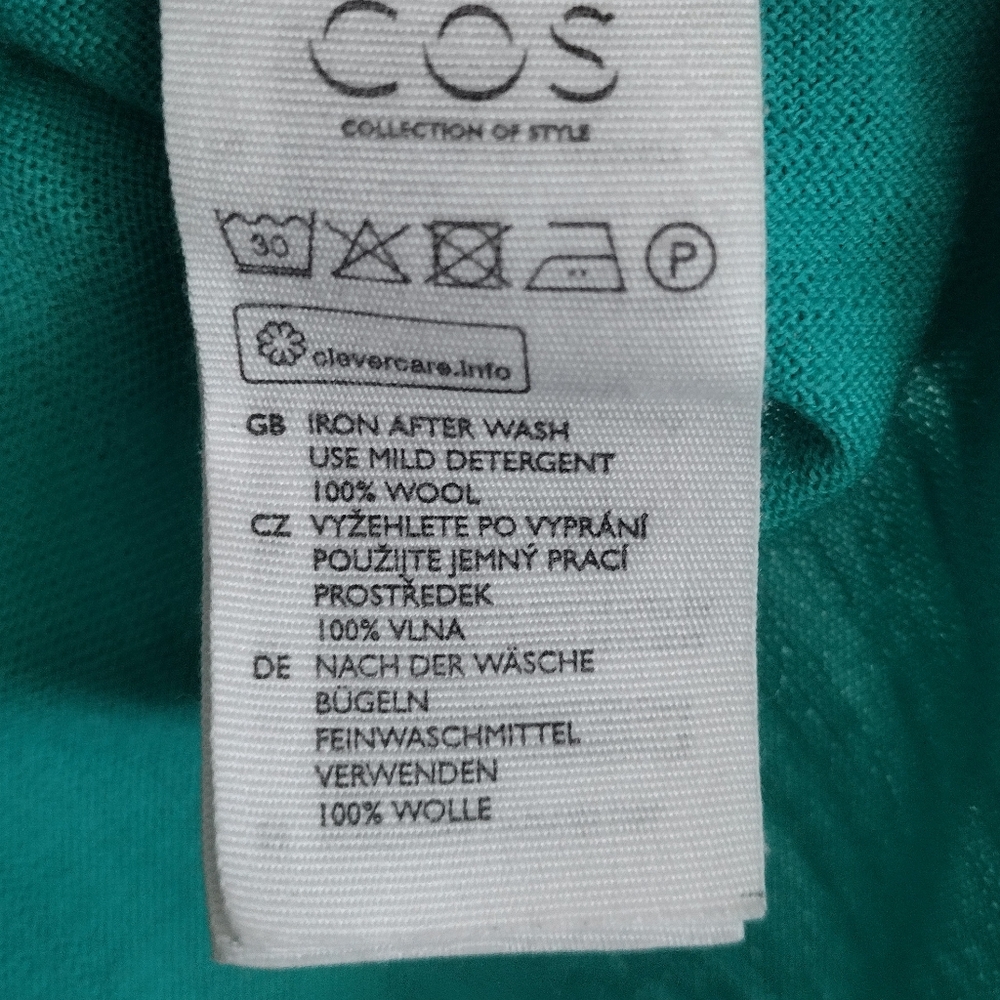 Cos blue green lightweight wool crew neck sweater size large - Picture 10 of 10